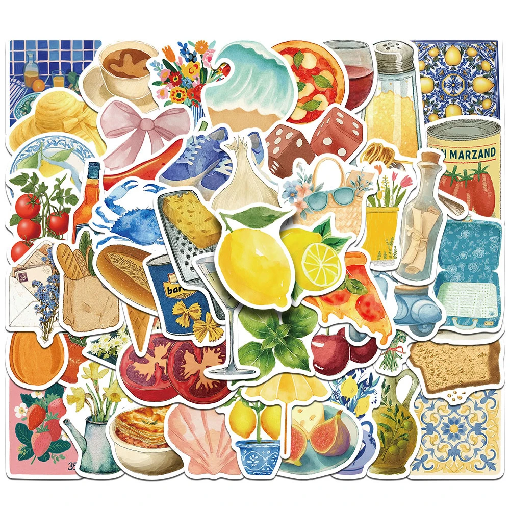

10/30/50pcs Mediterranean Tomato Cartoon Stickers for Skateboard Guitar Luggage Scrapbook DIY Aesthetic Decoration Sticker Packs