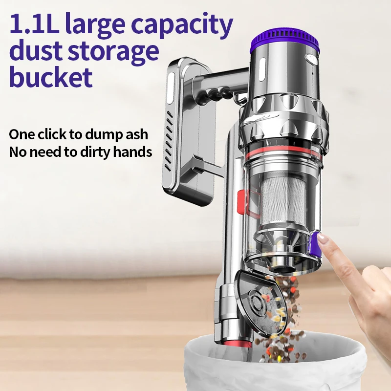 Household Handheld Rod Vacuum Cleaner Wireless Rechargeable With LED Lights Cordless Vacuum Cleaner and Sweeping Machine