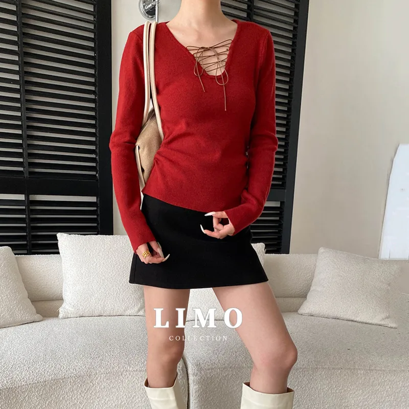 

LIMO Fashion 2025 Summer Hollow Out Cross Tie Short Sleeve Knit Top Women's Casual Basic Shirt Breathable Polyester Daily Wear