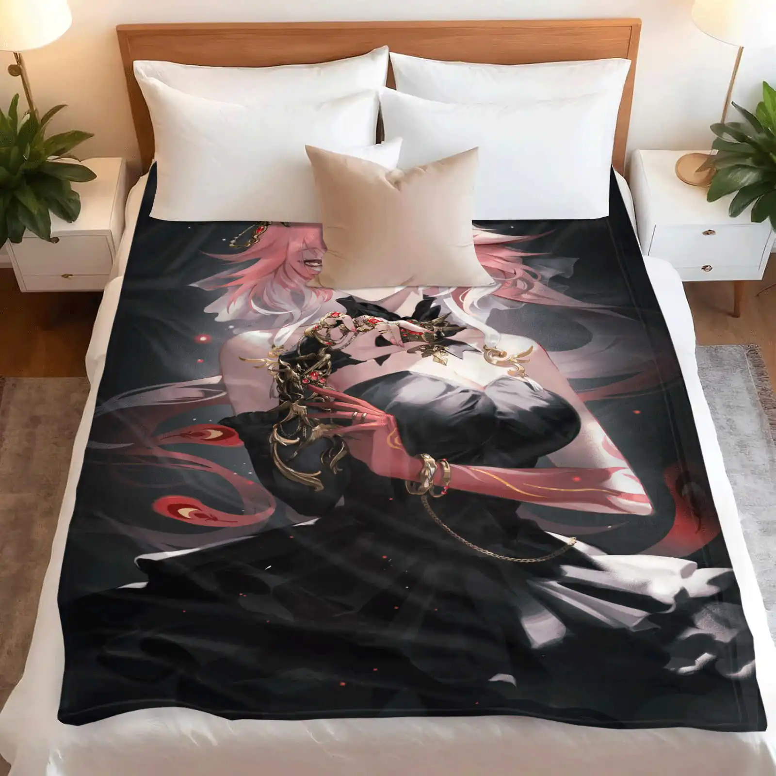 Anime Wuthering Waves Changli Flannel Blanket Winter Warm Throw Blanket Funny Bedspread Sofa Bed Cover