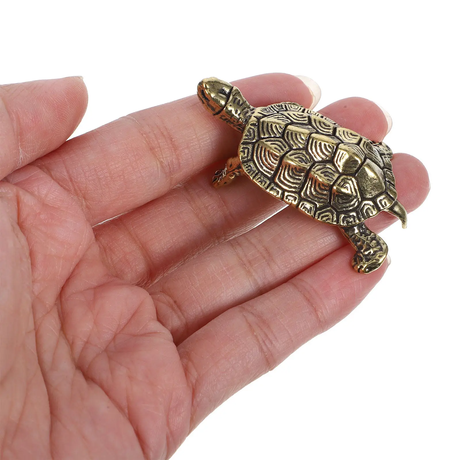 3Pcs Sturdy Copper Turtle Decoration Lifelike Design Retro Tortoise Statue for Desktop Tabletop Shelf Car Interior Home Outdoor