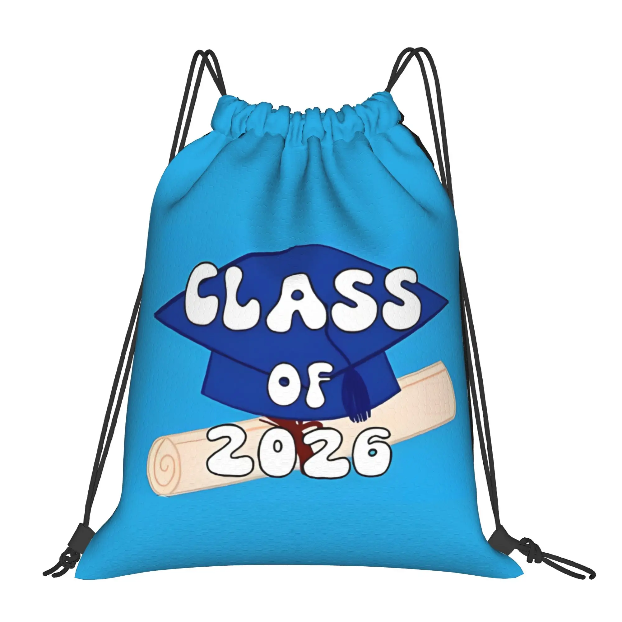 Class Of 2026 Blue Graduation in 2026 Portable Hiking Drawstring Backpack Riding Backpack Gym Shoes Drawstring Bags