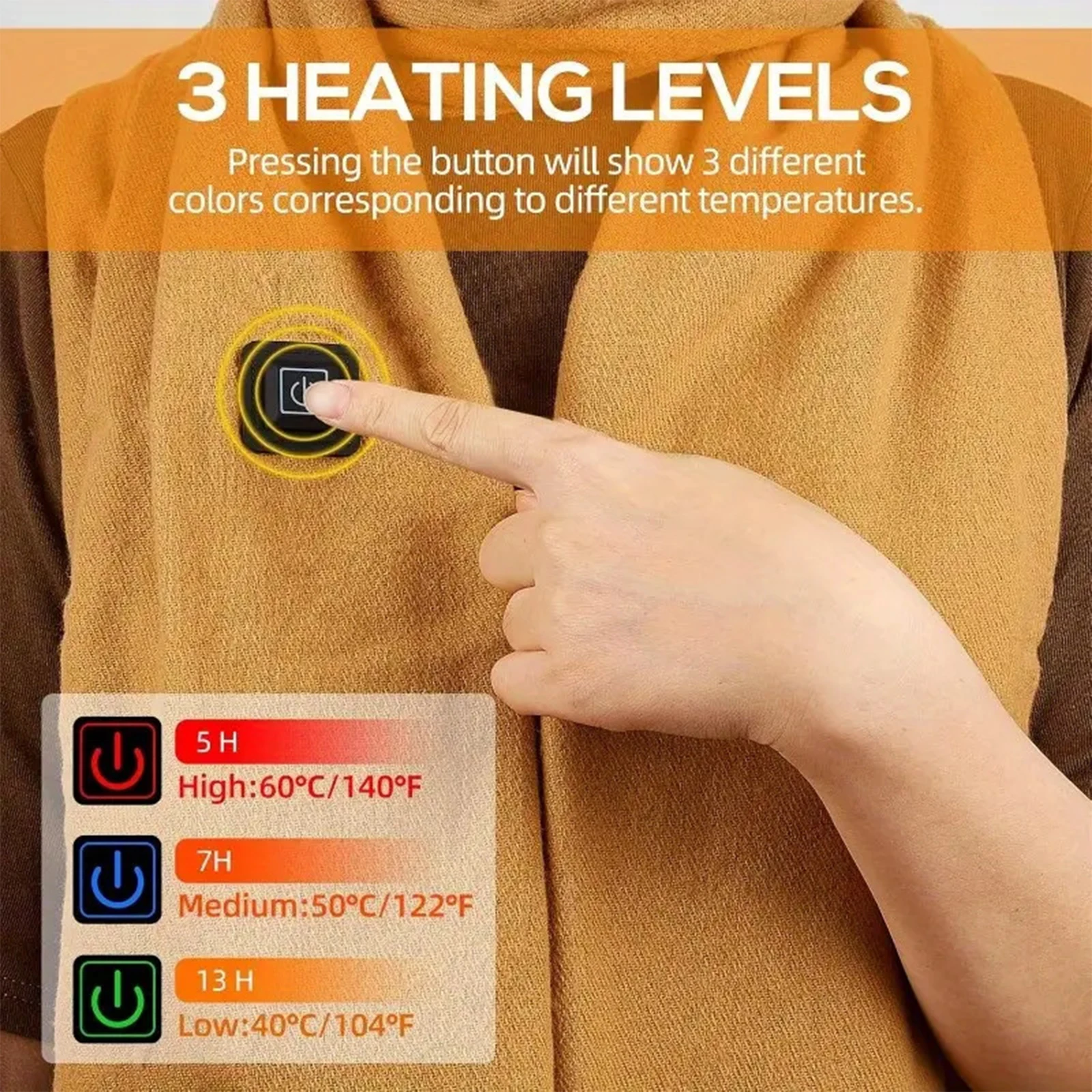 Intelligent Electric Heating Scarf Solid Color Intelligent Electric Heating Scarf Multiple Settings For Warmth In All Scenes