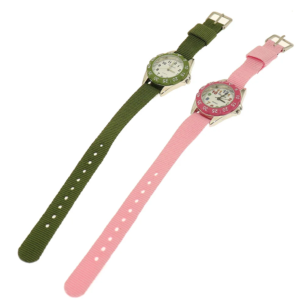 Learn Time Fashionable Canvas Strap Quartz Watches Students Kids Birthday Holiday Gifts Wrist Watches Clock