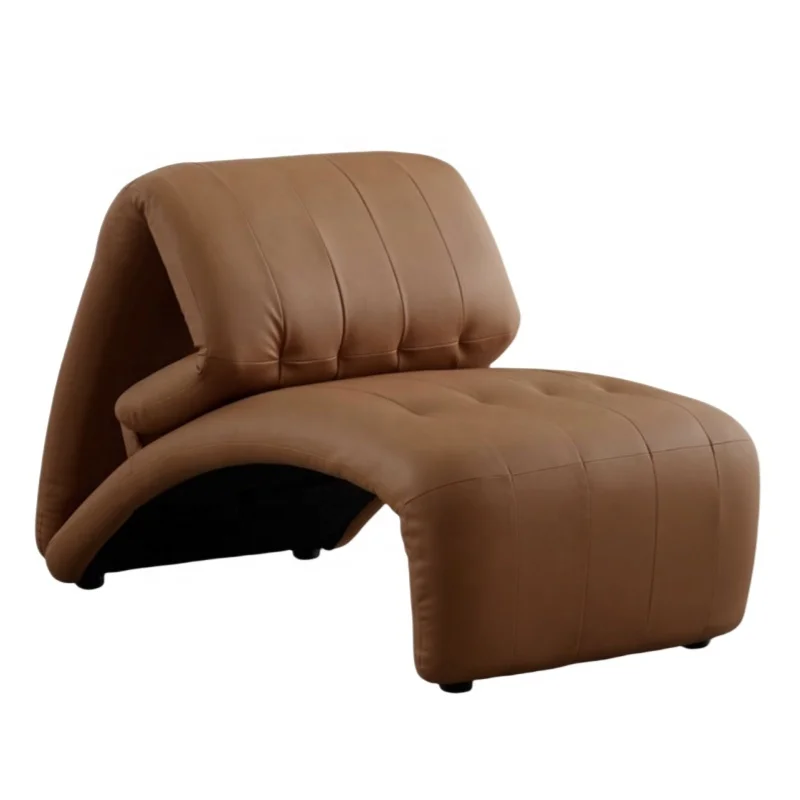 

Modern Luxury Single Leather Sofa Chair Metal Frame Long-lasting Chaise Lounge for Leisure Living Room Home Furniture