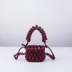 Acrylic Crystal Stone Beaded Box Totes Handbag Mini Pearl Bag Designer Crossbody Bag Women Woven Small Purse New 2022