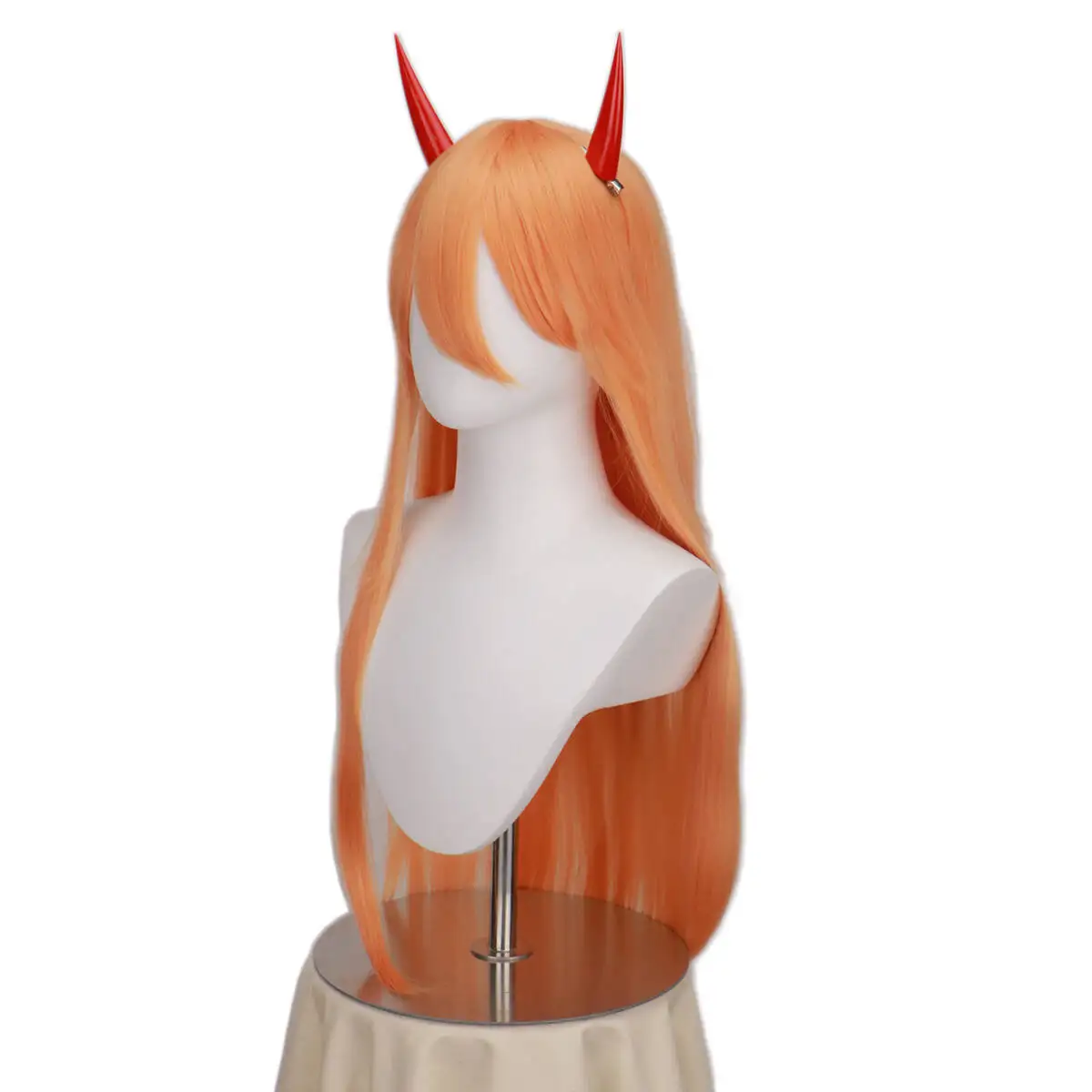 Long Orange Pink Heat Resistant Synthetic Hair Party Role Play Wigs Or Horns Anime Chainsaw Man Makima Power Cosplay Wig view 6