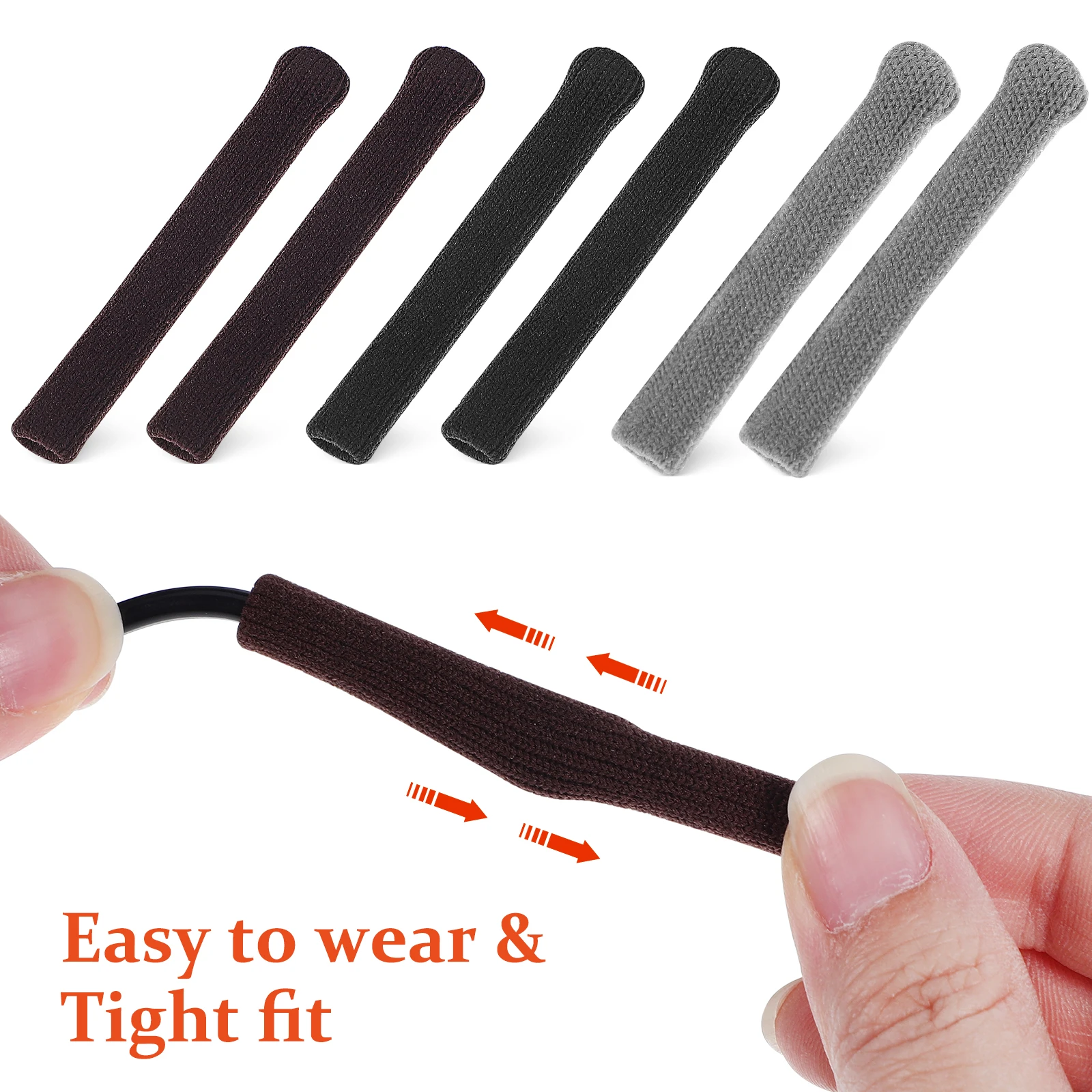 

3 Pairs Glasses Arm Covers Comfortable Ear Grips Eyewear Slipping Prevention Universal Fit Black Gray Glasses