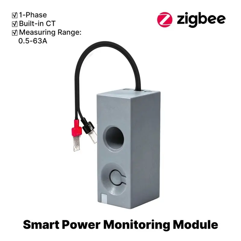 T23C Tuya Zigbee 1 Gang Smart Power Metering Module 63A Electricity Consumption Monitor With Built-In Current Transformer