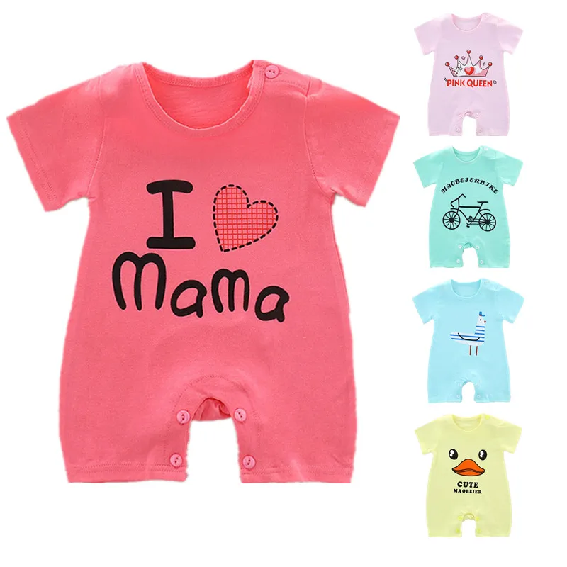 

New Baby Clothes Baby Boy And Girl Pure Cotton Soft Comfortable Cute Cartoon Short-Sleeved One-Piece Romper Newborn Gift