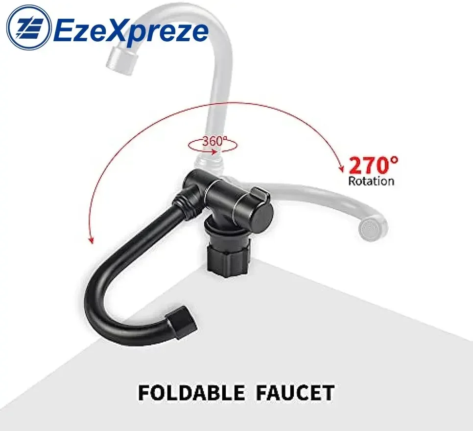 Imagem -04 - Torneira Dobrável rv para Cozinha e Banheiro Giratória de 360 Graus Água Quente e Fria Preto Fosco