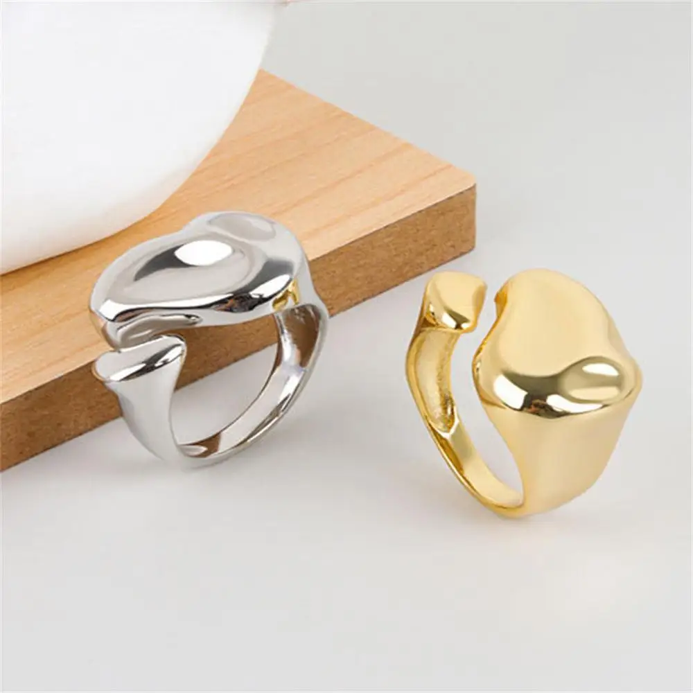 2023 New Trend Rings Stainless Steel Rings For Women Gold Color Hollow Wide Ring Female Male Party Finger Jewelry Accessories