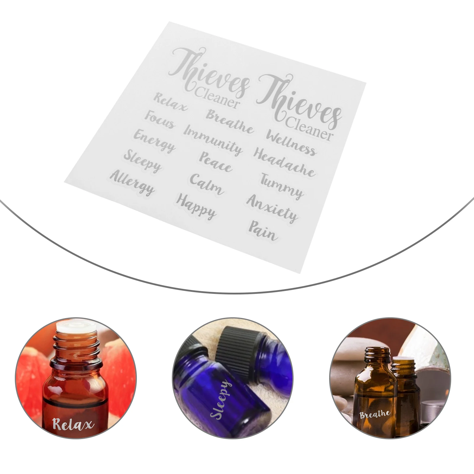 

6 Sheets Essential Oil Bottle Stickers Waterproof Labels Small Tags Jar Adhesive Decor Aromatherapy Storage ganization Folder