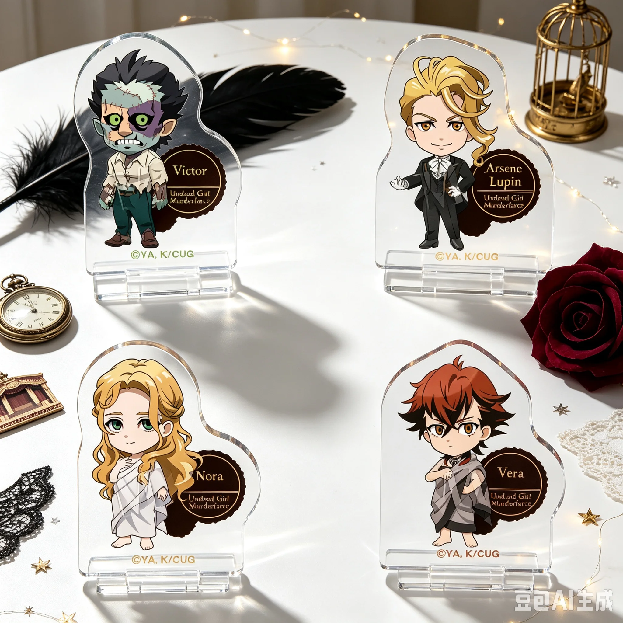 10cm Anime Undead Girl Murder Farce Bookshelf Decoration Lovely Products High Definition Decoration Acrylic Stand Model Keychain