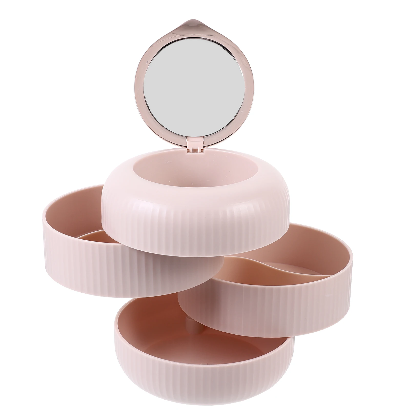 

Jewelry Storage Box 5 Layers Rotatable High Capacity Necklace Display Vanity Box White Gold for Rings Earrings Bracelets