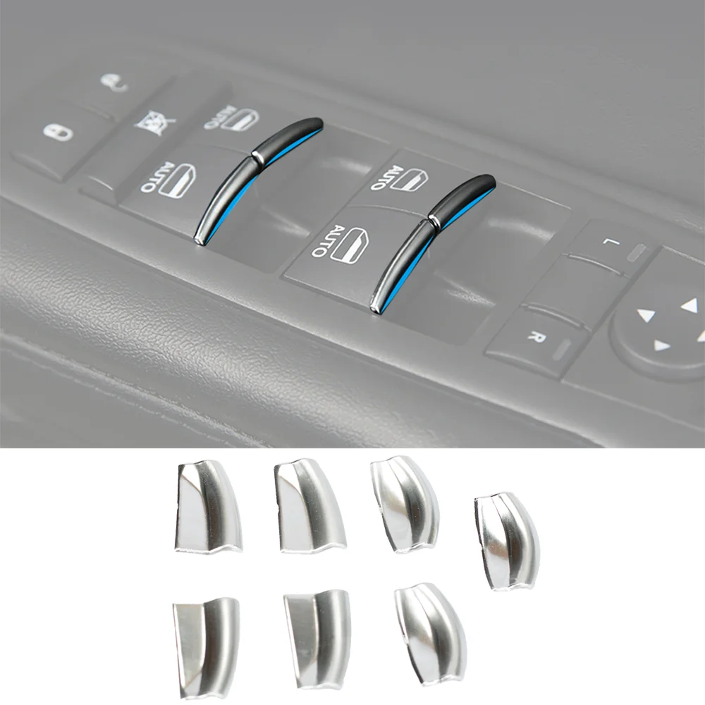 Silver Car Door Window Lift Button Switch Sticker for Jeep Grand Cherokee 2011+ Cherokee 2014+ Commander 2018-2022 Accessories
