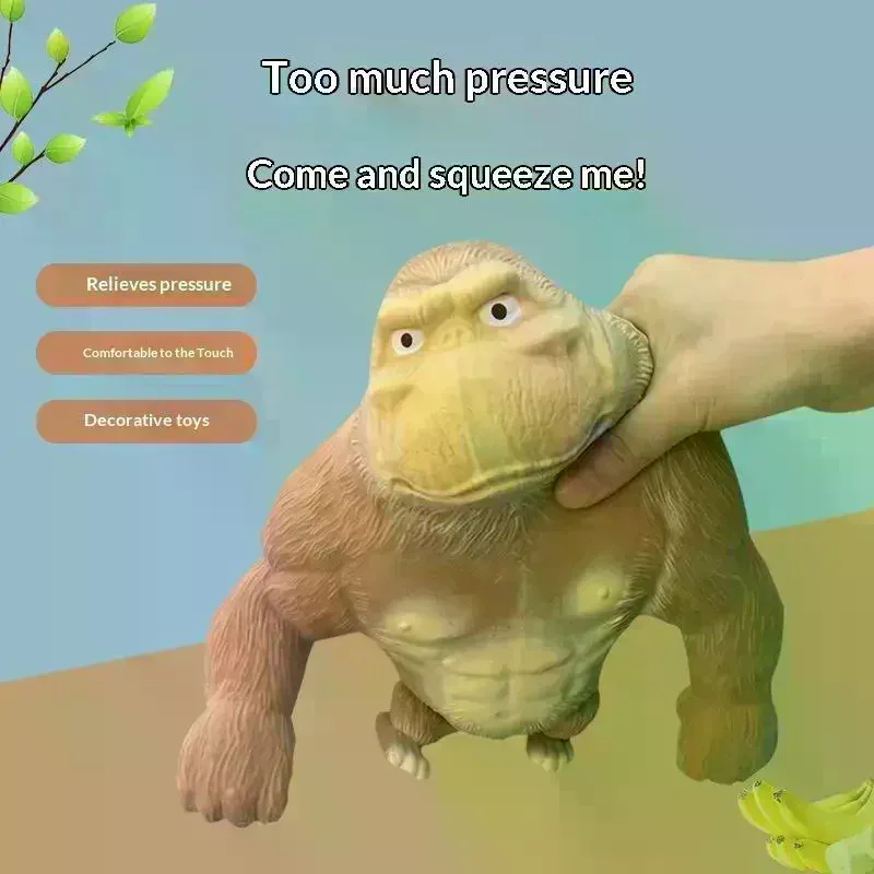 /Cna/Gorilla Figurines Humorous Expression Monkey Statues Stretchable Squeeze Animal Figure Office Ornament Home Decoration Cut