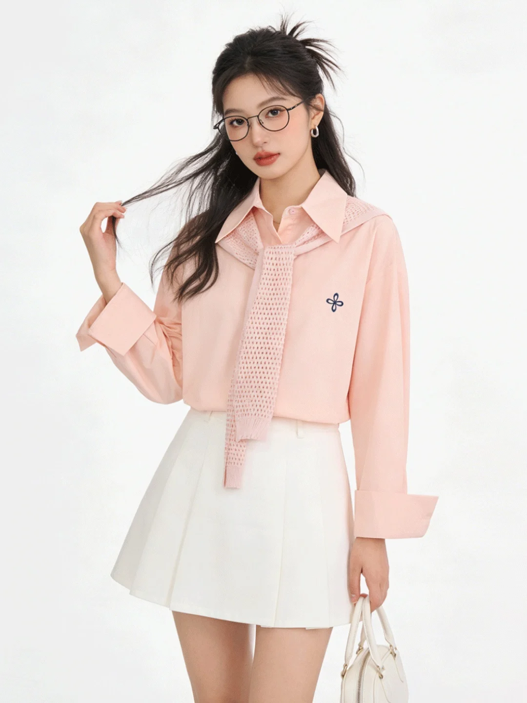 

Розовая вышитая повседневная свободная женская рубашка-накидка в корейском стиле, новая весенняя модная модель, защита от солнца, стройнящая, дышащая