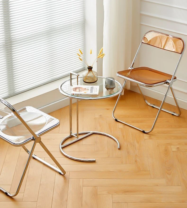 Modern Simple Acrylic Transparent Folding Chair Portable Dining Leisure Chair for Home Living Room Balcony