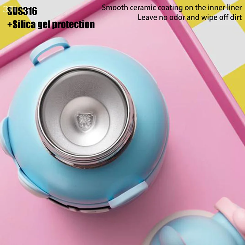 แก้วเก็บความร้อนสําหรับเด็กขนาด 600 มล. 316 สแตนเลสการ์ตูนน่ารักถ้วยน้ําฝาคู่