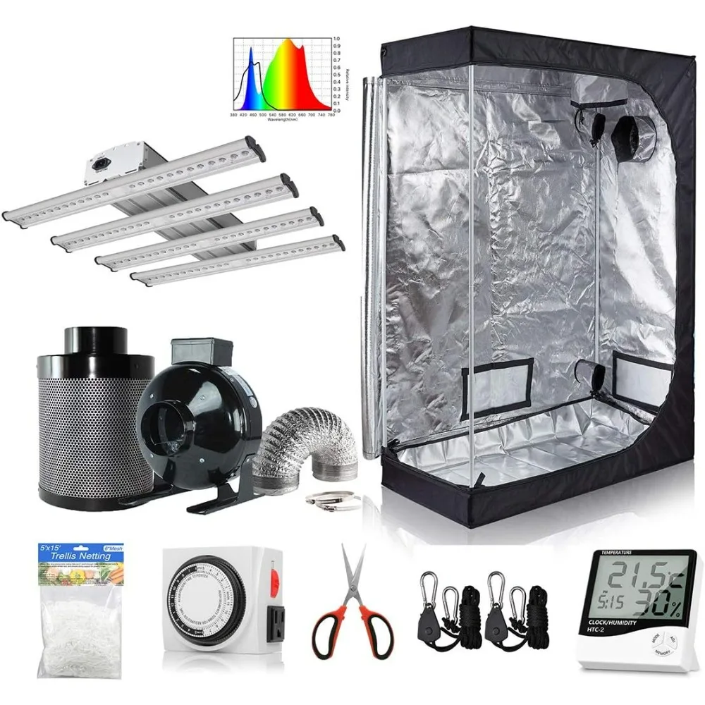 

60''x32''x80'' Grow Tent Kit+240W Full Spectrum LED Grow Light+6'' Inline Fan Carbon Filter Ventilation Kit for Indoor Growing