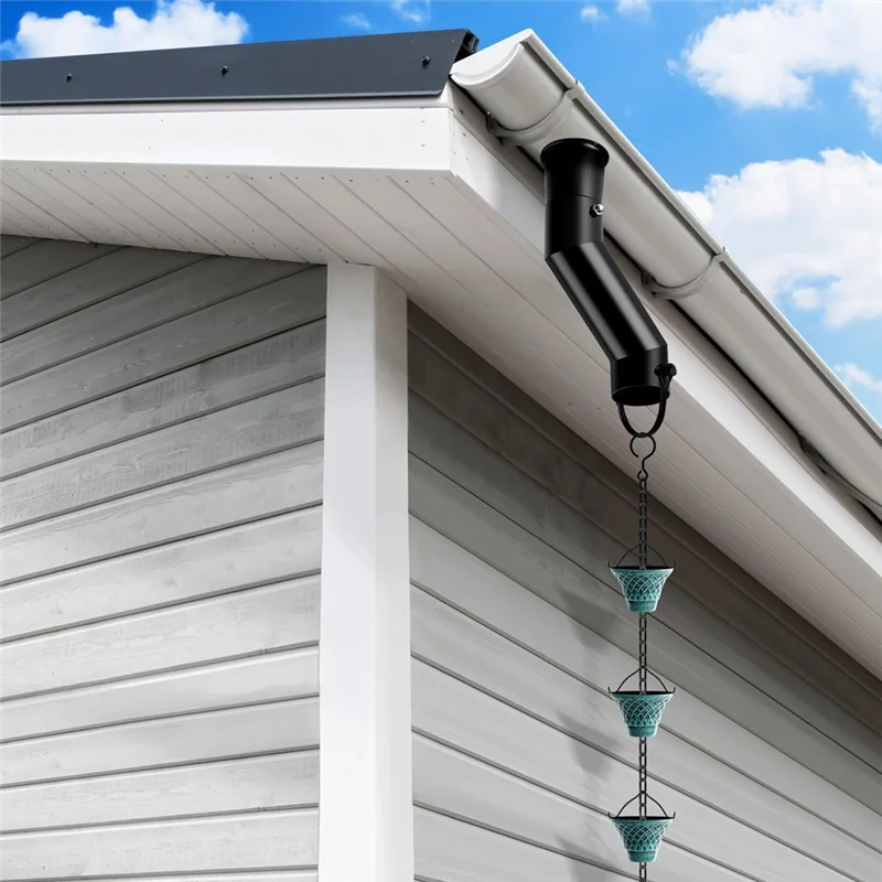 

A20F-Rain Chain Gutter Adapter Black Installation Suit For Gutter Downspout Outlet