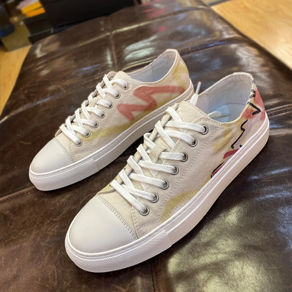 

Breathable canvas sneakers, men's low-top style, Korean version, trendy and versatile, casual shoes, trendy.
