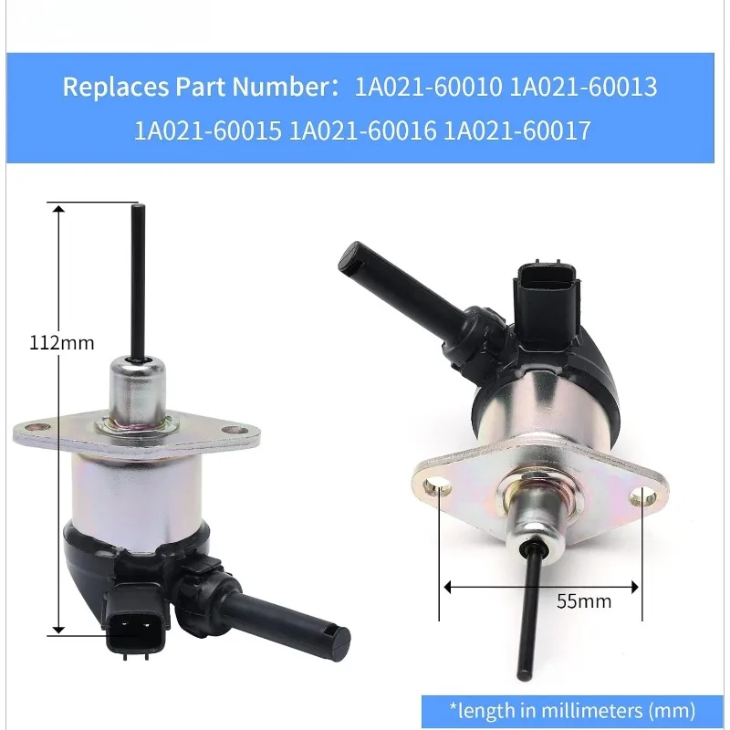 1A021-60010 1A021-60013 1A021-60015 1A021-60016  MaySpare Fuel Shut Off Solenoid  For Kubota V2003 V2203 V2403 Tractor Mower