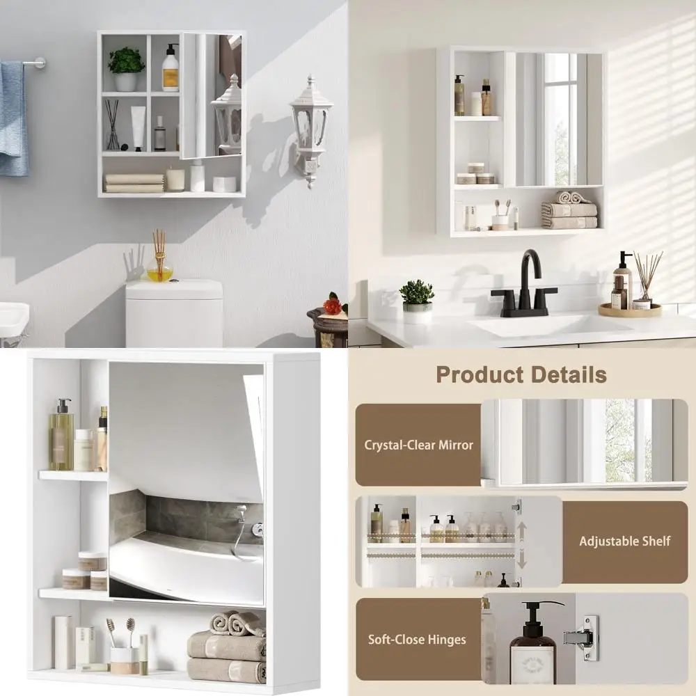 

White Over-The-Toilet Storage Cabinet with Single Door and Adjustable Shelf