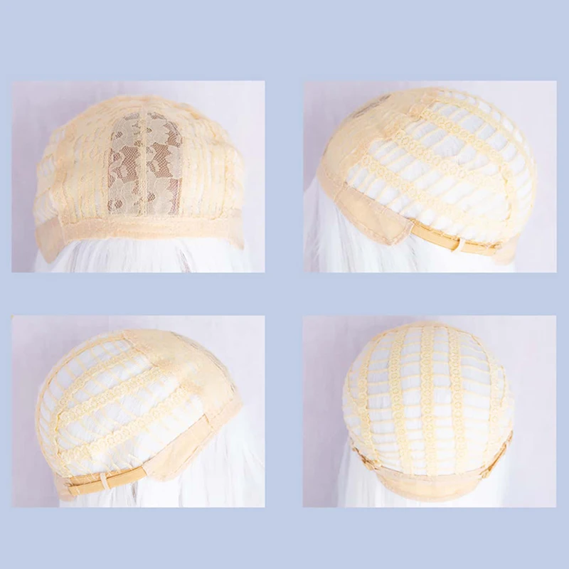 باروكة نسائية بيضاء طويلة مستقيمة على طراز لوليتا مع فرقعة صناعية مقاومة للحرارة للحفلات التنكرية يوميًا