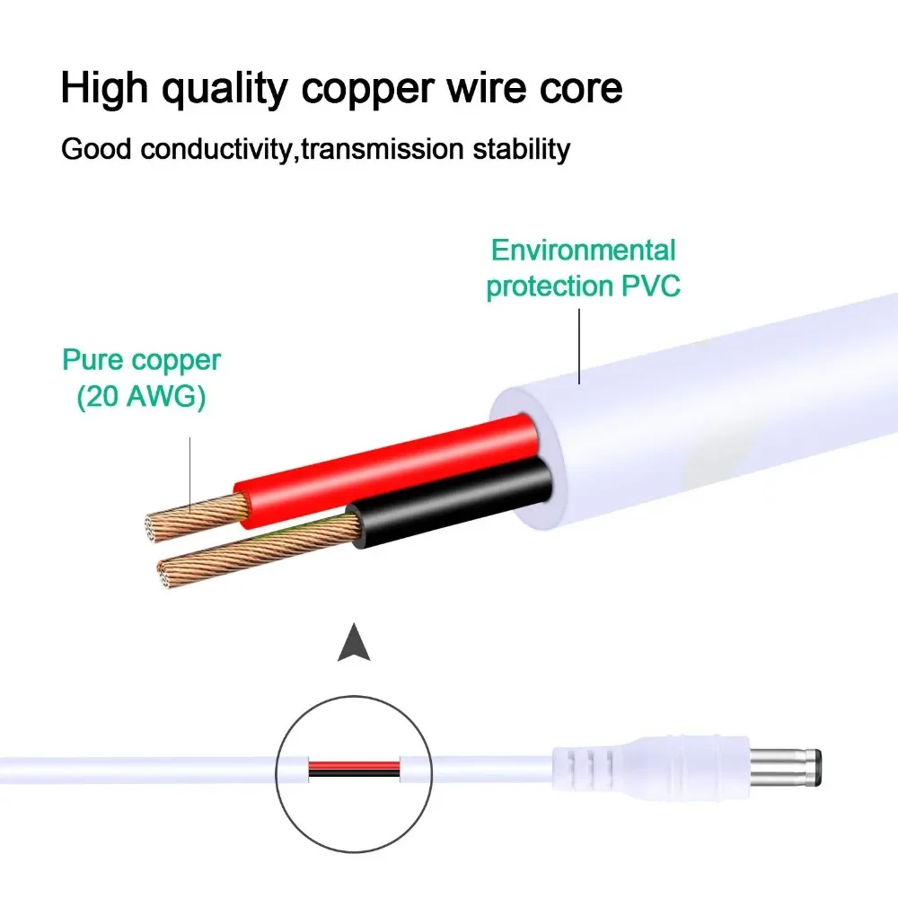 DC 12V Power Adapter Extension Cable 5.5*2.1mm Male Female Power Cord Extend Wire 3M 5M 10M 15M 20M 30M Cable For CCTV Camera