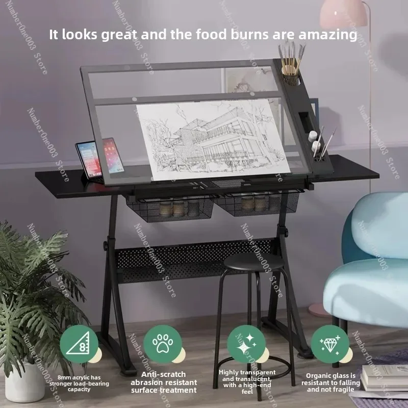 Glass Lifting Painting Table Drawing Calligraphy Art Desk Computer Designer Workbench