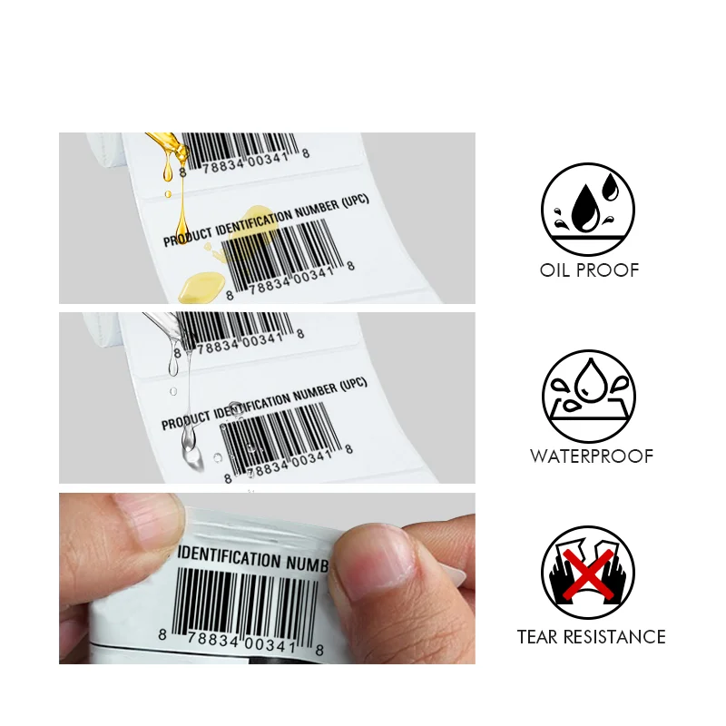 KAYSION 40x60mm White Label Thermal Sticker Blank Self-Adhesive Bacord QR Code Price Tag Waterproof Oilproof Scratchproof Labels