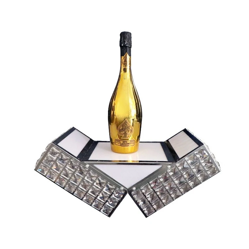 

LED Laser Wine Seat Bar Crystal Treasure Box Hinge Foreign Wine Base KTV Luminous Champagne Rack Wine Display Rack