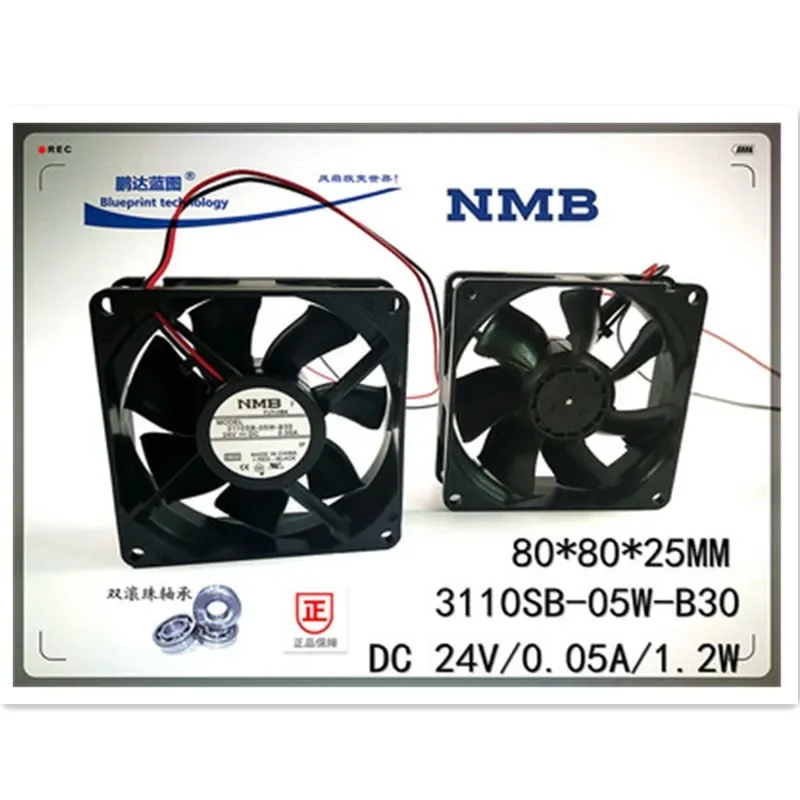pa Original NMB 3110SB-05W-B30 Two Ball Bearing 8CM 80MM 8025 80*80*25MM Cooling Fan 24V 0.05A Variable Frequency Fan