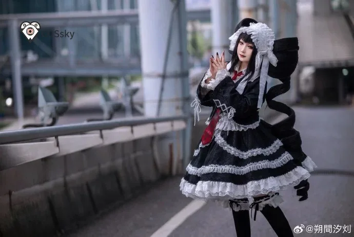

Anime Celestia Ludenberg yasuhiro taeko Danganronpa Cosplay Costume Gothic Halloween Party Black dark patterned coat lace dress