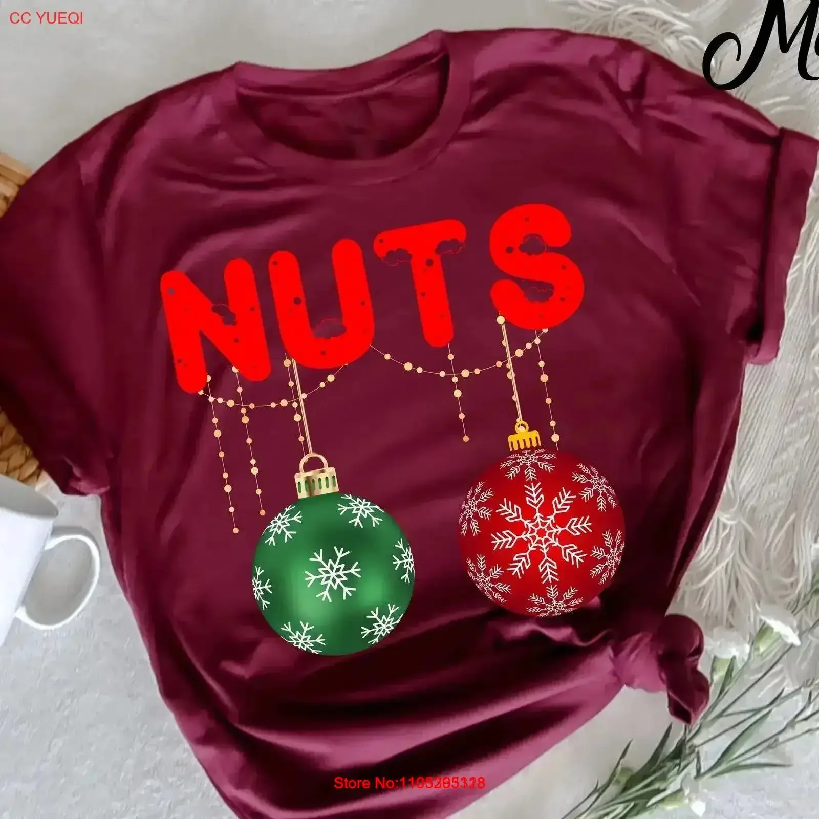 Christmas Matching Couple Family Chestnuts Chest Nuts Funny T Shirt for Husband vintage Washed streetwear Comfortable Slightly