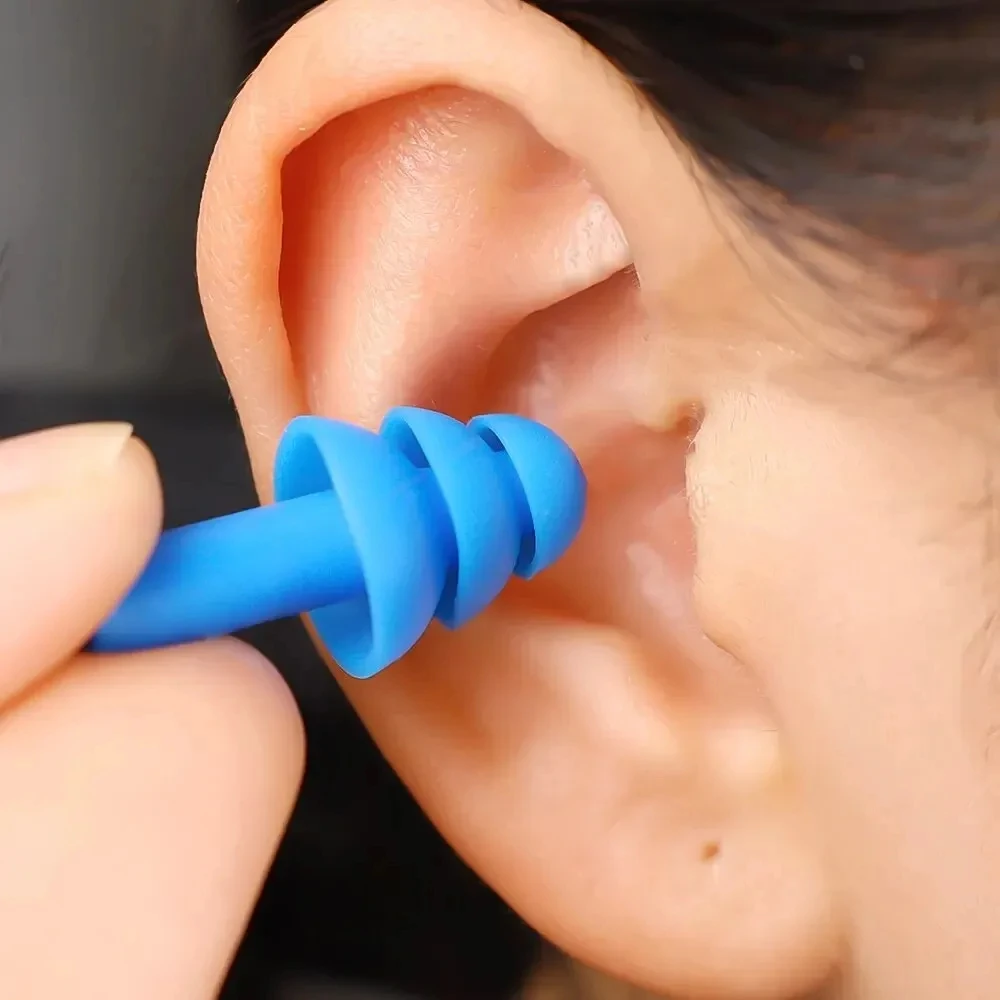 2Pairs Earplugs Noise Reduction Silicone Soft Ear Plugs Swimming Silicone Earplugs Protective For Sleep Reusable