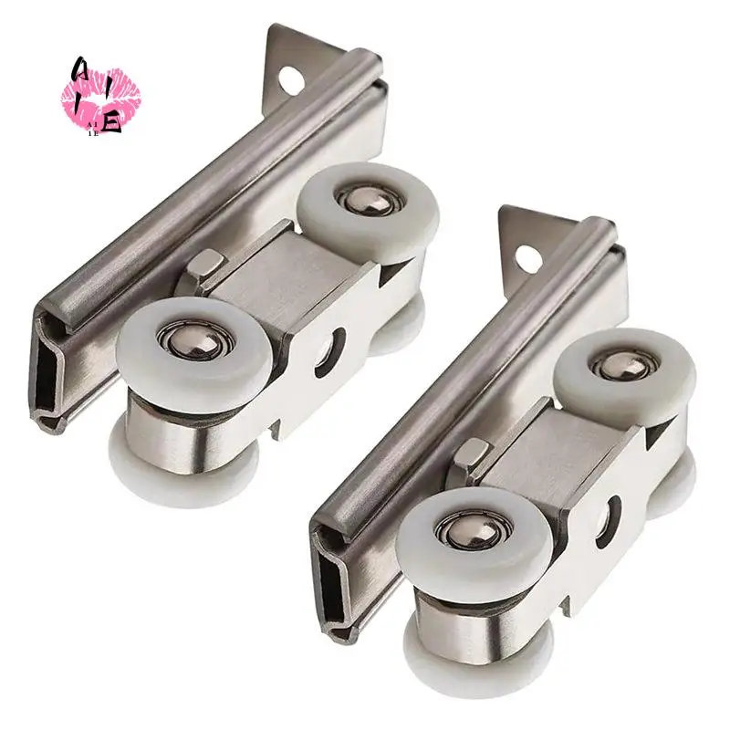 A11E-2Pcs 4-Wheel Stainless Steel Hanging Wheel For Sliding Doors In Kitchen Cabinets Wardrobe Sliding Door(Wheel 23Mm/0.9