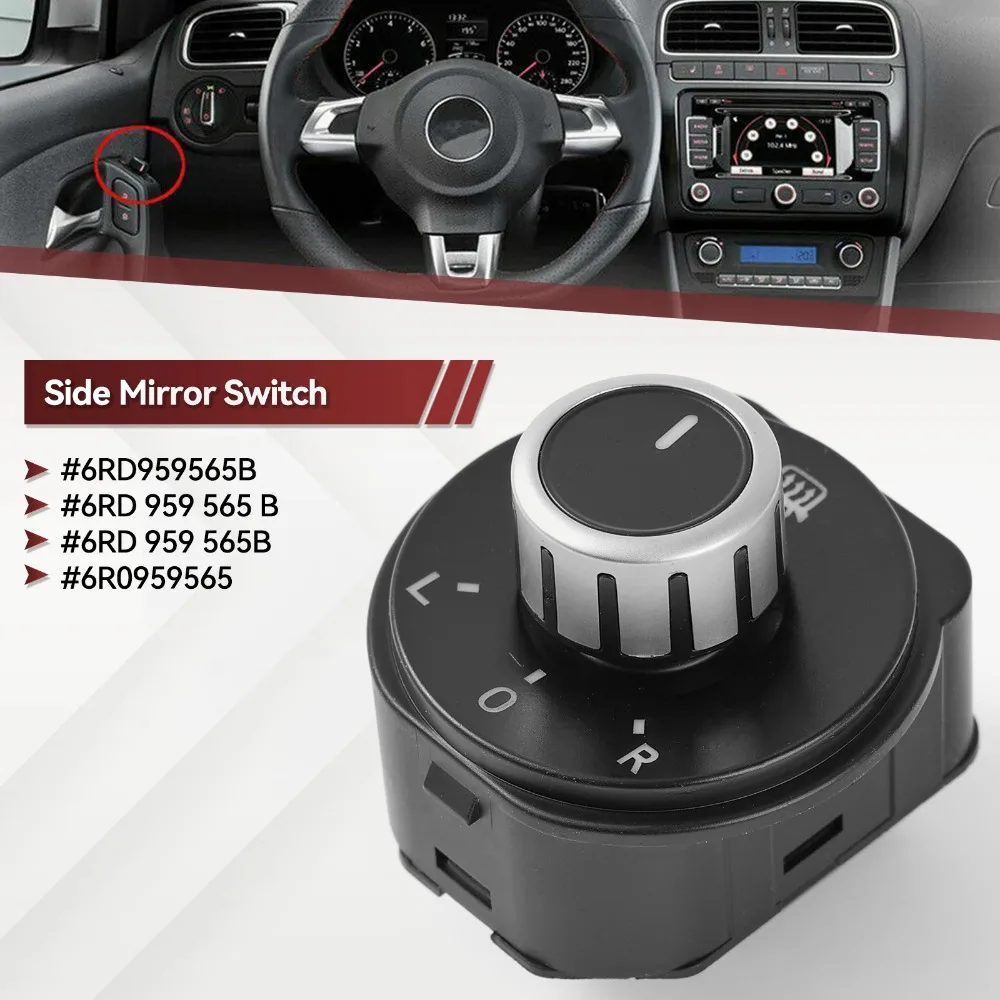 Electric Car Rear View Mirror Adjust Switch Knob Regulator Button for Volkswagen VW POLO 6R 6C 2010-2017 Hatchback 6RD959565B
