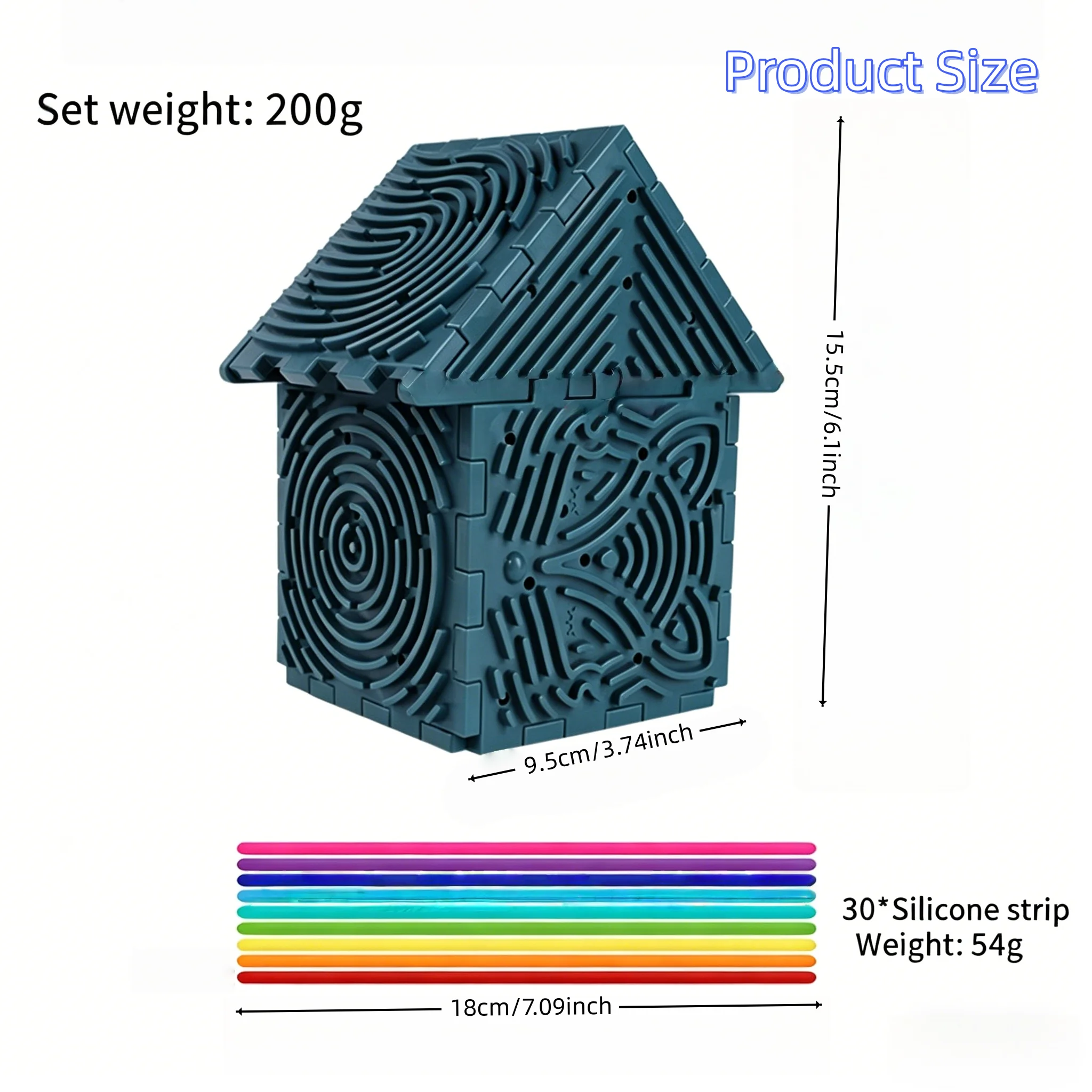 3D Stereo Silicone Stress-Relief House Toy, Children's Sensory Training Tool, Baby Concentration Development, Puzzle Building Blocks, Early Education Hands-On Ability Gift