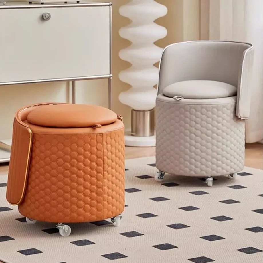 Bedroom Home Comfortable Soft Bag Backrest Makeup Stool Living Room Removable Rotating Backrest Deformable Storage Leisure Stool