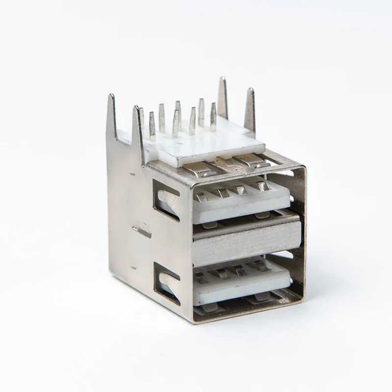 Double USB Type A Female Solder Jacks Connector  USB-A type 90 Degrees17.0 Socke
