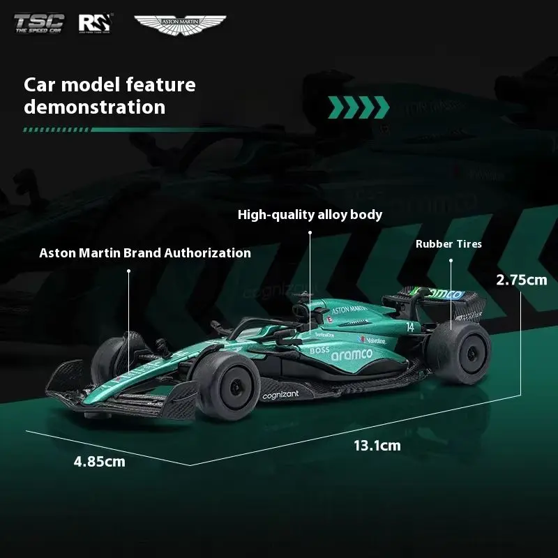 Model wyścigowy Aston Martin F1 Tsc Speed Card 1:43, symulacja, model samochodu ze stopu, kolekcja, ozdoba na biurko, zabawka