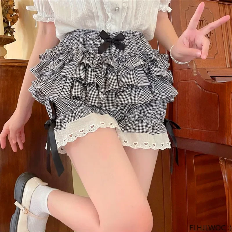 Hot Cool Stylish Summer Cute Sweet Japan Girls Sexy Lace Date Party Breathable Princess Puff Shorts Ruffles Lantern Small Pants