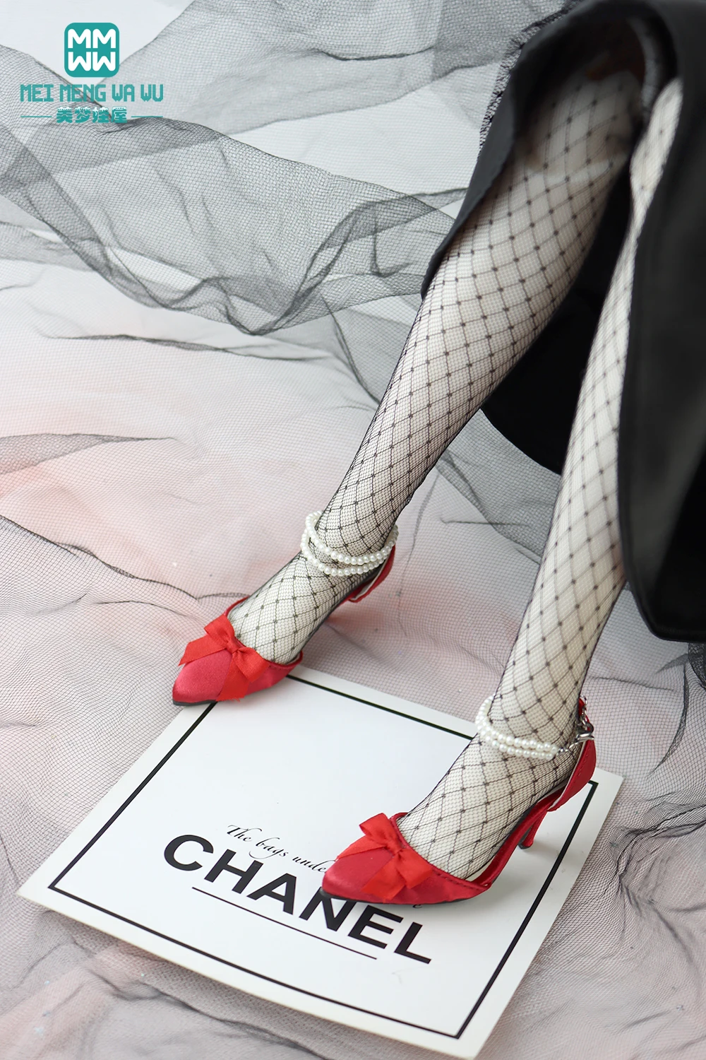 

7.5cm mini Toys Doll Shoes 58-60cm 1/3 SD DD Doll Stylish pearl chain heels Doll Gift