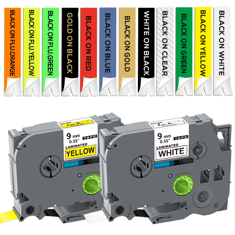 TZe-221 9mm Label Tape Black on White Tze221 Label Ribbon Compatible Brother P-Touch Label Tape 0.35' TZe621 TZe421 TZe521 721