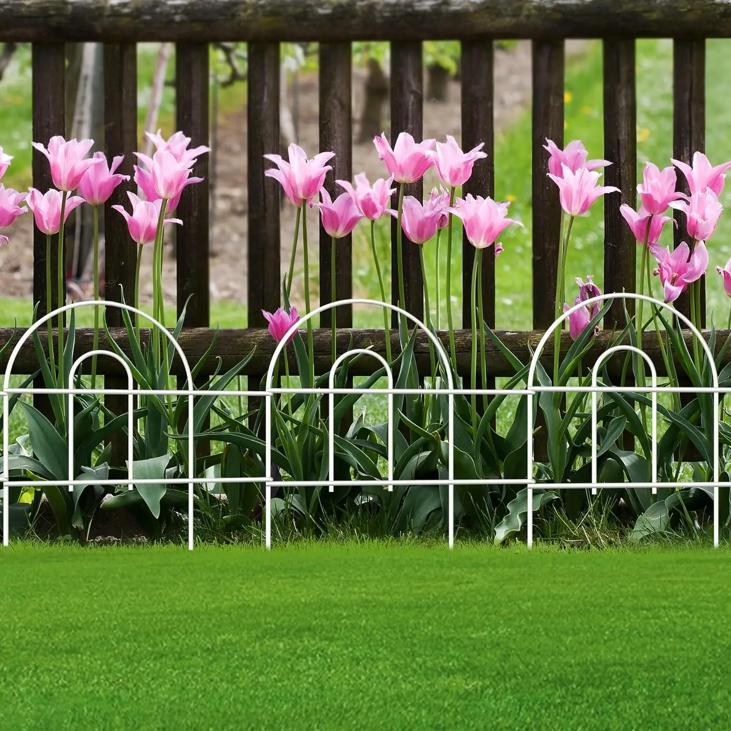 

Decorative Garden Folding Border Fence 18In X20Ft Rustproof Metal Wire Edging Flower Bed Fences Panel Outdoor White Garden