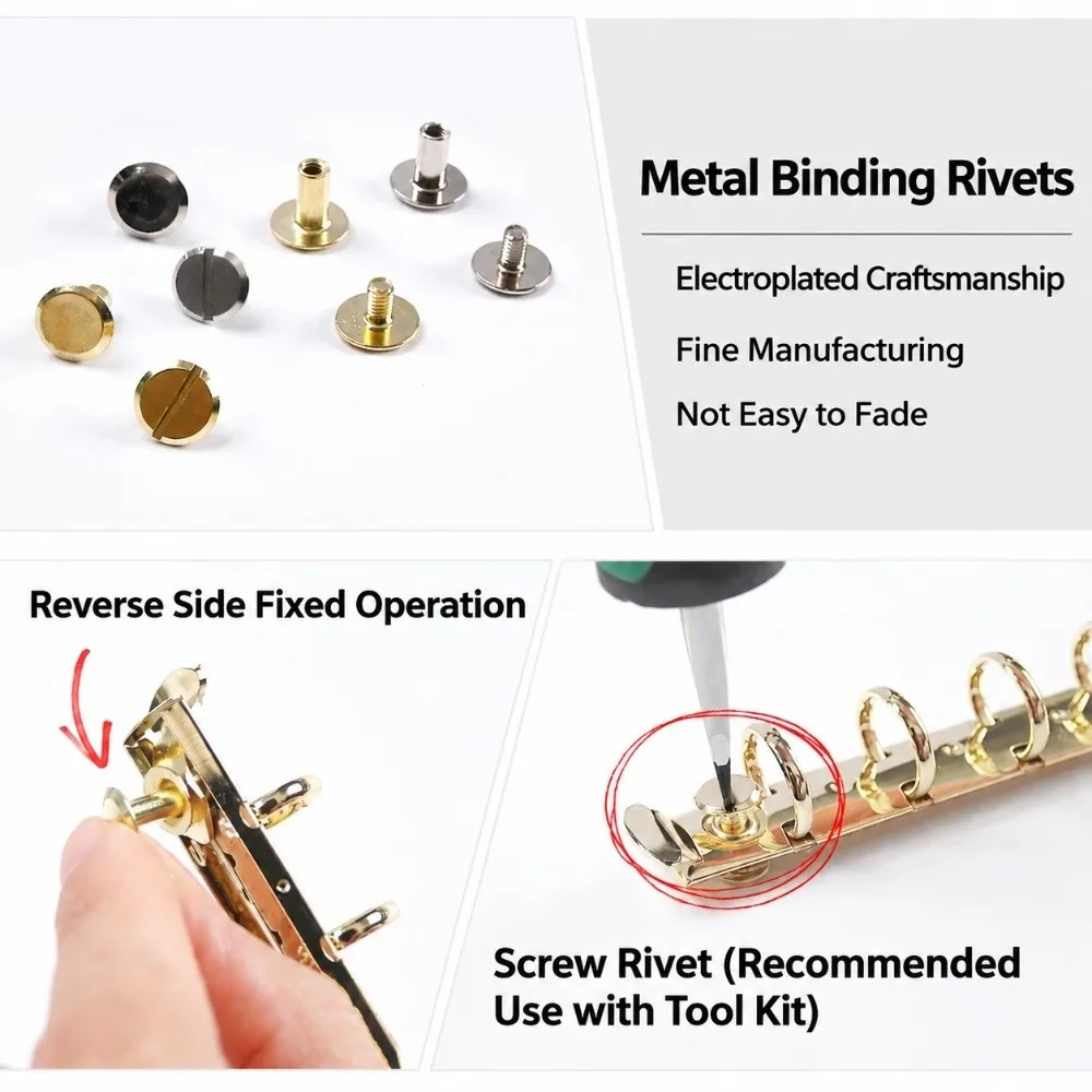 Detachable Loose Leaf Binder Ring Multi Sizes Multi Colors Loose Leaf Ring Metal Material Screw Rivet Included