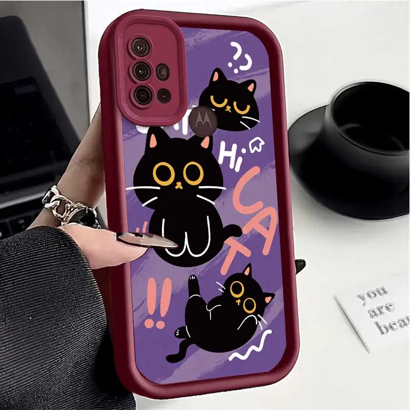 G20 Black Cat Adventures Sky Eye Ladder Phone Case For Motorola Moto G84 G64 G54 G53 G34 G30 G24 G22 G20 G14 G10 G04 G04S Cover